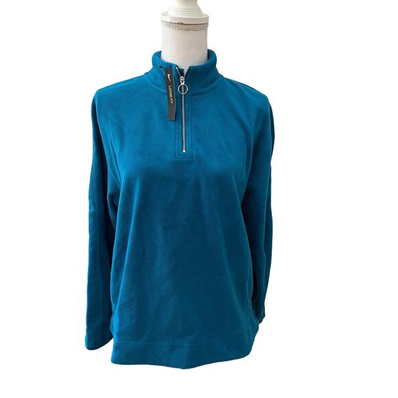 Nike Quarter Zip Fleece Jacket Turquoise Blue M - Picture 1 of 11